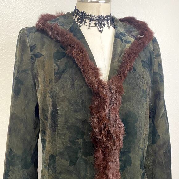 Vintage Madeline Velvet and Genuine Fur Trim Floor Length Coat Grunge Goth - Picture 8 of 16